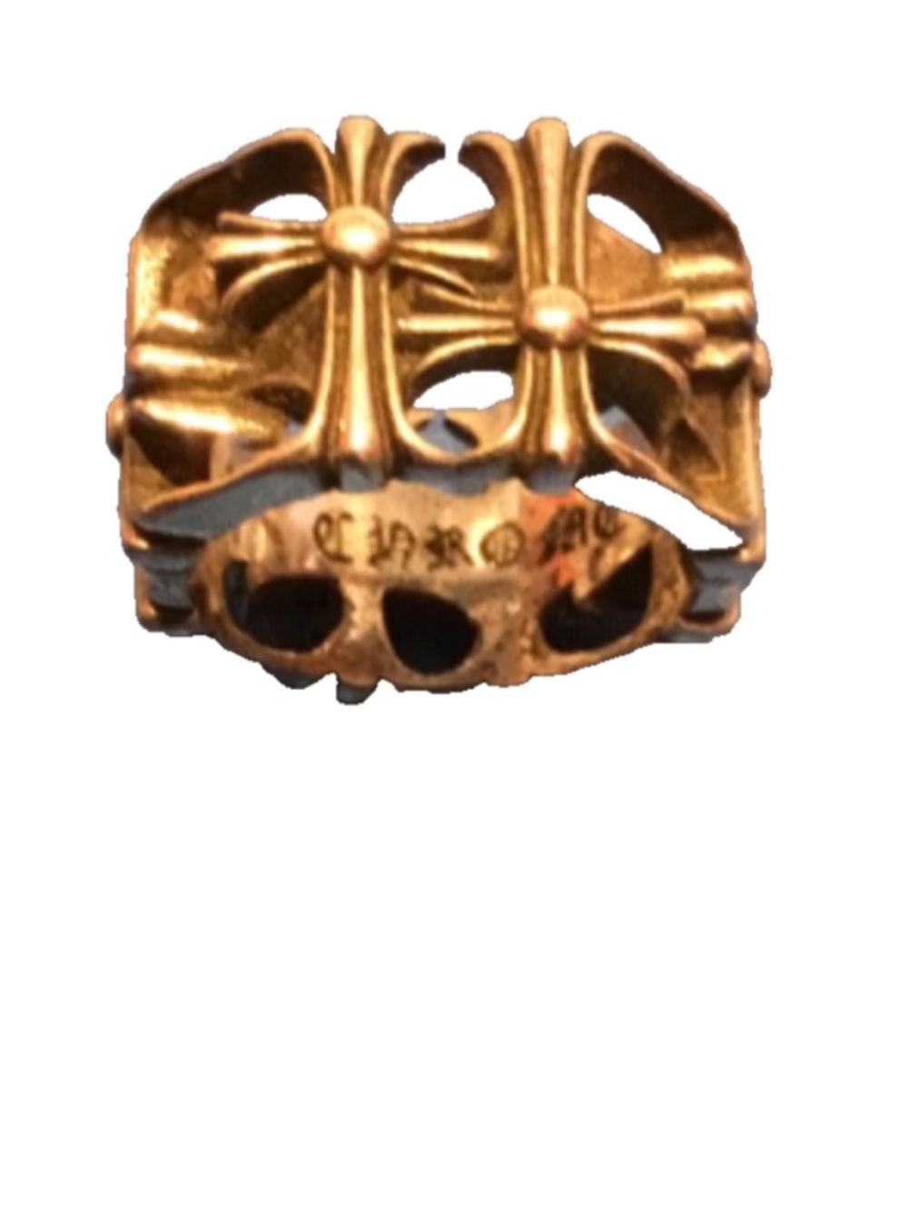 Silver Tone Band Style Ring Cemetery Crosses Sz 9.5